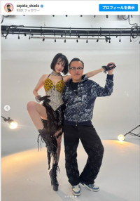 レスリー・キーの撮影に臨む岡田紗佳　※「岡田紗佳」Instagram