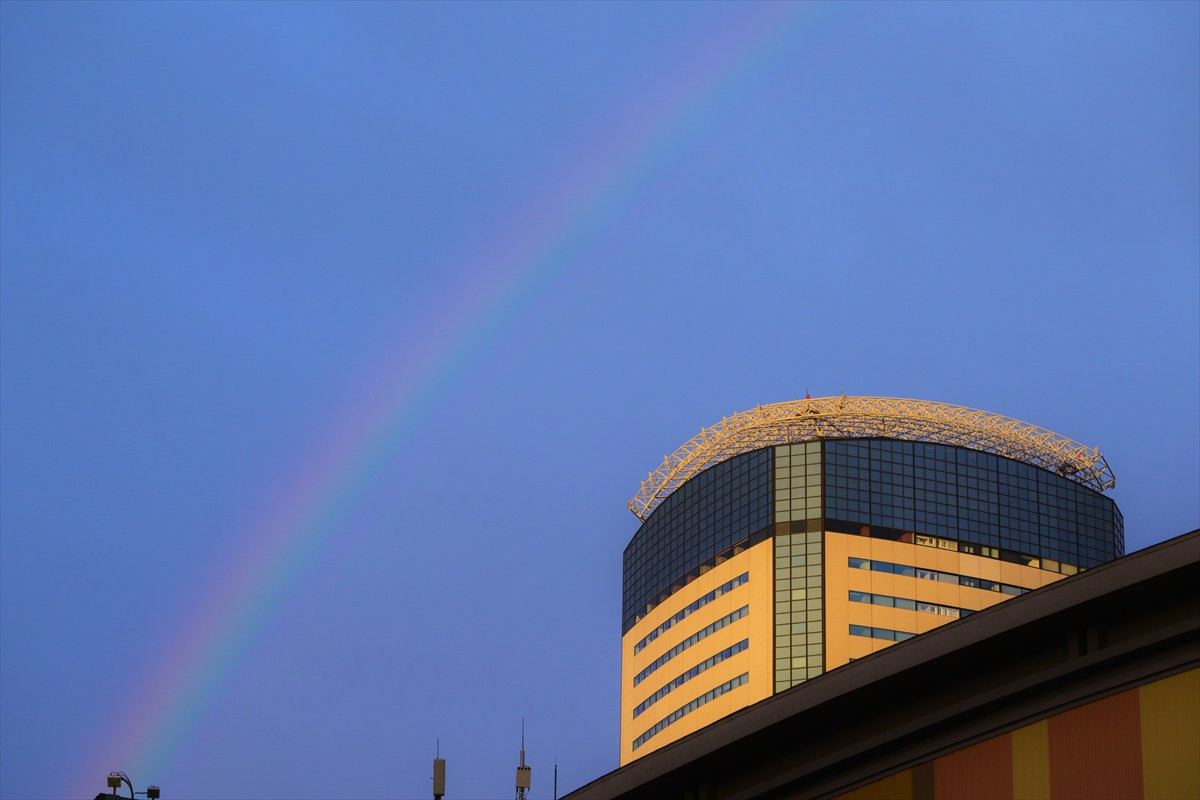 Snow Man目黒蓮、一時帰国でレッドカーペットに登場　雨のち虹も出現