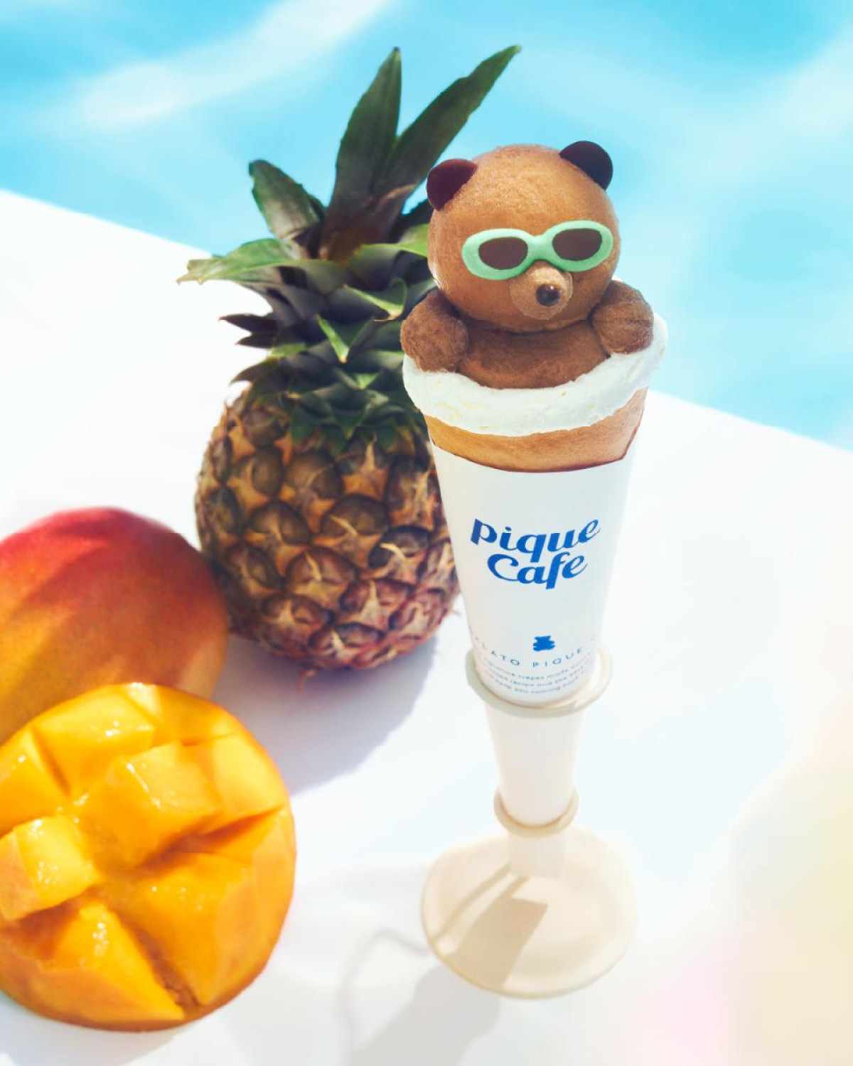 ジェラピケカフェに“サングラスベア”のスイーツが登場！　トロピカルなクレープ＆フロート