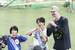 7月6日放送の『藤原丈一郎の月刊！オリックスLOVER』より（左から）岡野すこやか、藤原丈一郎、ジェリー投手（オリックス・バファローズ）
