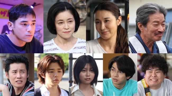 ドラマ『赤灯えれじい』新キャスト　上段左からUTA、濱田マリ、鈴木紗理奈、木村祐一、下段左から宮田佳典、チノ（たむらまろ）、稲光亜依、川崎（生姜猫）、佐藤じゃろ丸（キス話）
