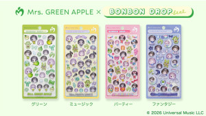 Mrs. GREEN APPLEの「ボンボンドロップシール」がコンビニに登場！　ラインナップは全4種