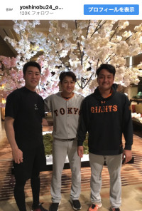 （写真左から）上原浩治、高橋由伸、澤村拓一　※「高橋由伸」インスタグラム