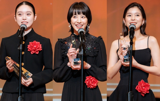 （左から）「第50回エランドール賞」授賞式に登場した高石あかり、夏帆、芳根京子