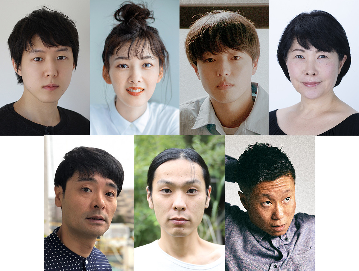 KAATキッズ・プログラム2026『子どものためのうつくしい国』（上段左から）出演の小日向星一、佐々木春香、串田十二夜、池谷のぶえ、（下段左から）作・演出のノゾエ征爾、音楽・演奏の田中馨、振付・出演の熊谷拓明