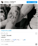 ノア・サイラス、幼なじみフランキー・ジョナスとおそろいで『崖の上のポニョ』タトゥー　※「ノア・サイラス」Instagram