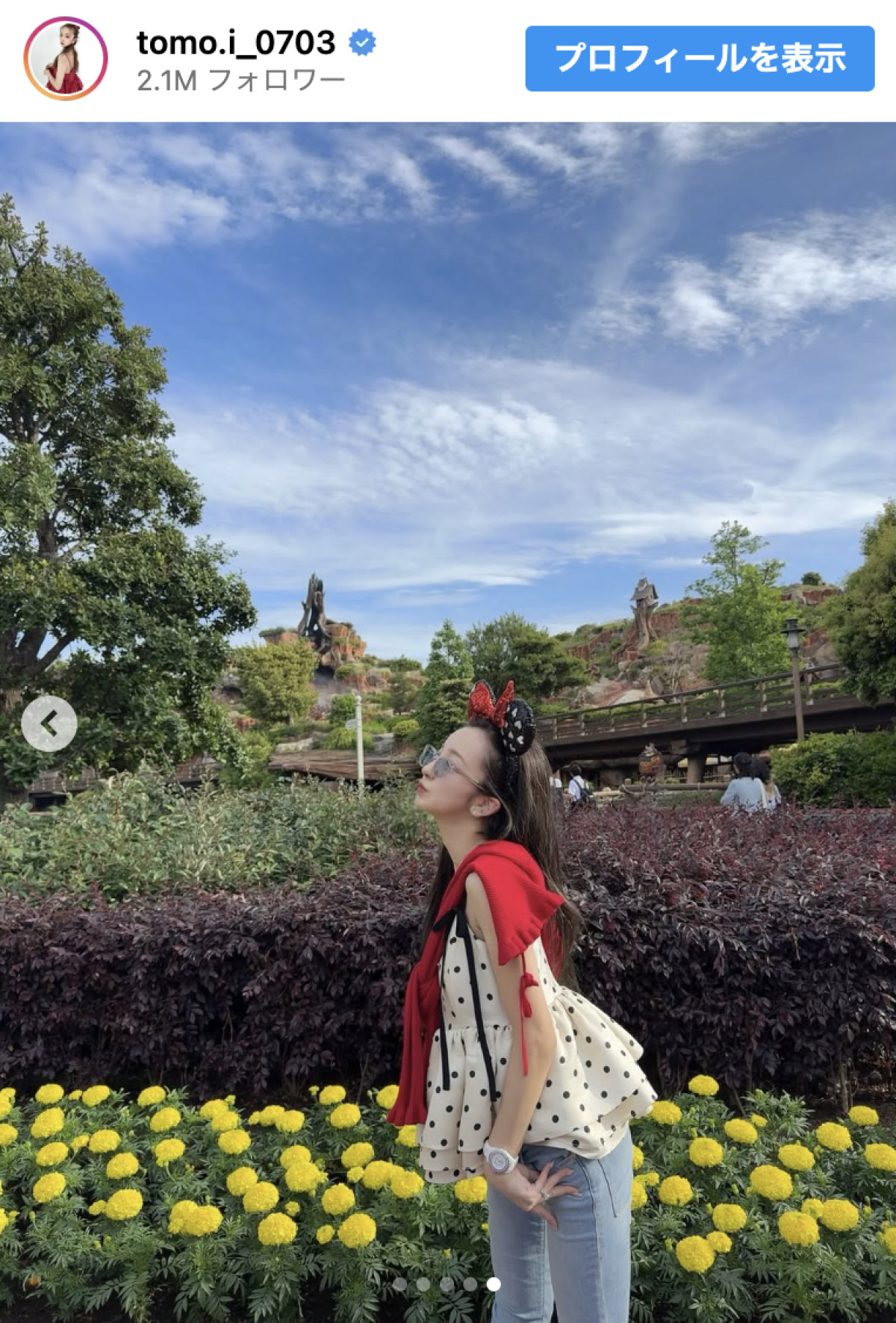 板野友美「ほんとの姉妹で」ディズニー満喫　リンクコーデに「かんわいいい」「耳の形一緒」