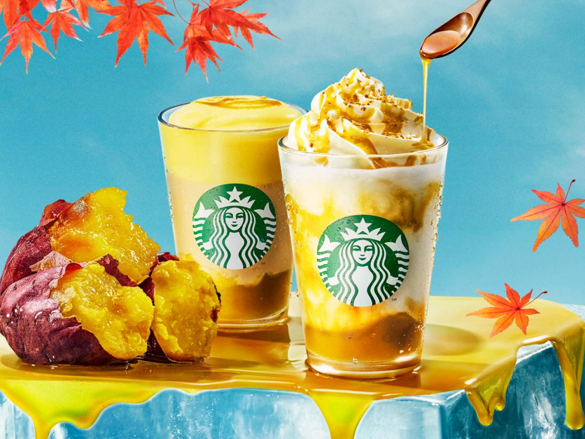 スタバ、“とろり蜜芋”新作ビバレッジは今日から発売! 濃密な味わいのフラペチーノ&ティーラテ