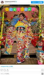 昨年フリーになった中川安奈アナは黄色地の豪華着物姿を披露　※「中川安奈」インスタグラム