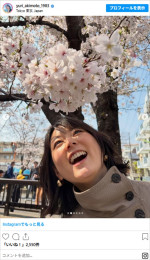 秋元優里、愛娘とお花見　※「秋元優里」Instagram