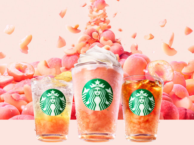 スタバ“桃づくし”の新ビバレッジ登場！　果肉とろける「ピーチ＆ピーチミルク フラペチーノ」など3種類
