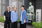 ミュージカル『星影の人』－沖田総司・まぼろしの青春－　京都PRに参加した（左から）笹森裕貴、岡宮来夢、岐州匠