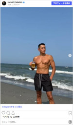BREAKING DOWN出場俳優、海水浴で筋骨隆々の肉体を披露　※「黒石高大」Instagram