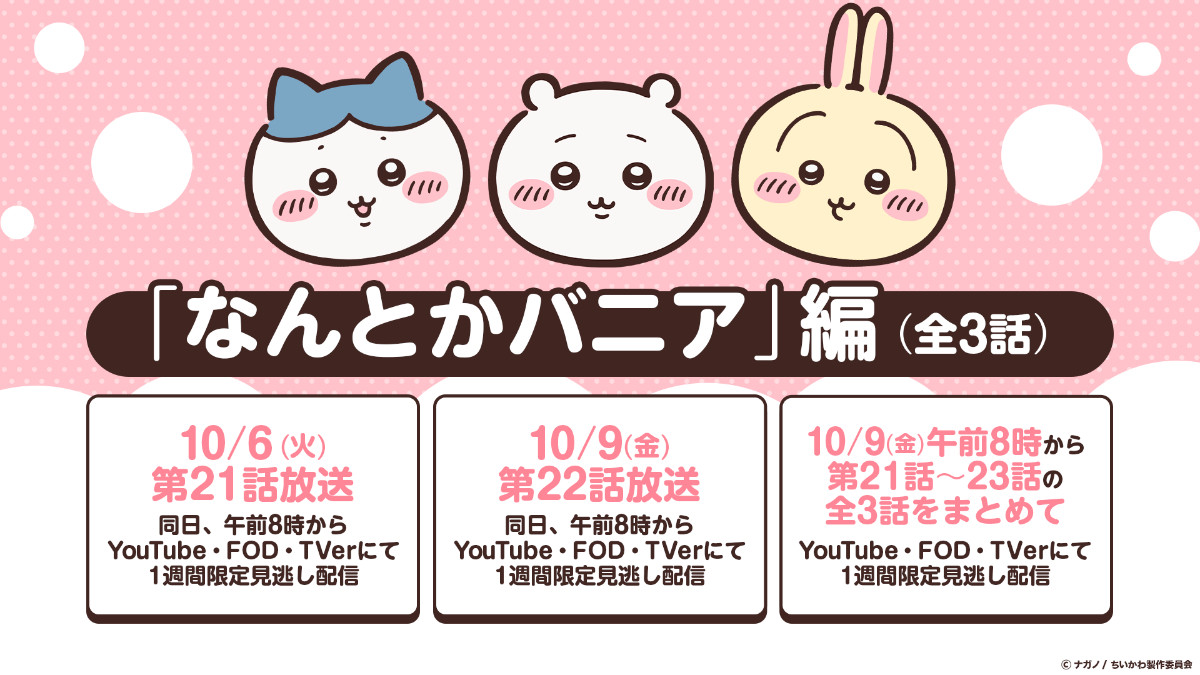 TVアニメ『ちいかわ』10月からリバイバル放送が決定！　地上波と配信で人気シリーズを楽しめる