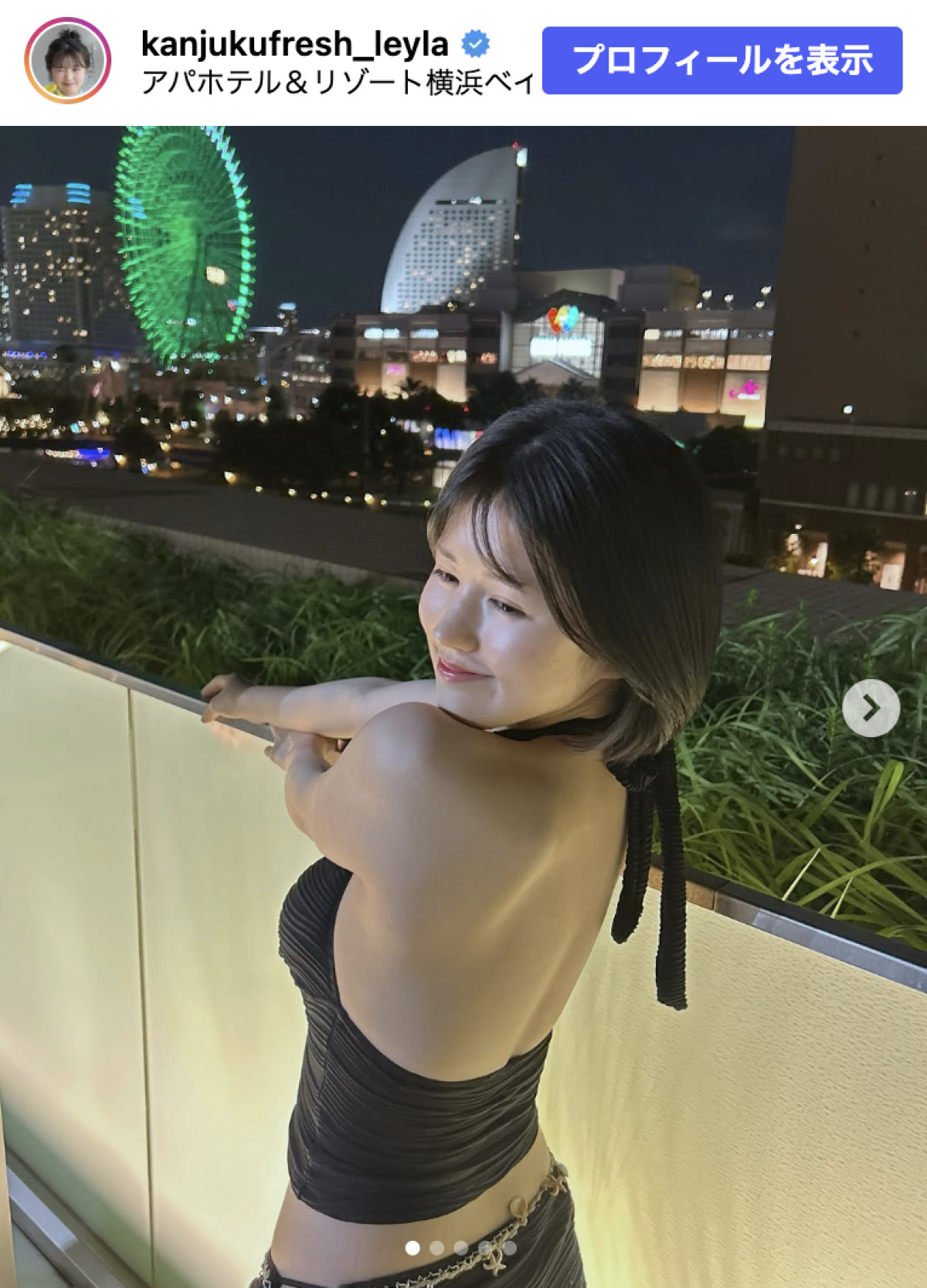 完熟フレッシュ・池田レイラ、水着でナイトプール満喫する姿に反響「ただただかわいい」