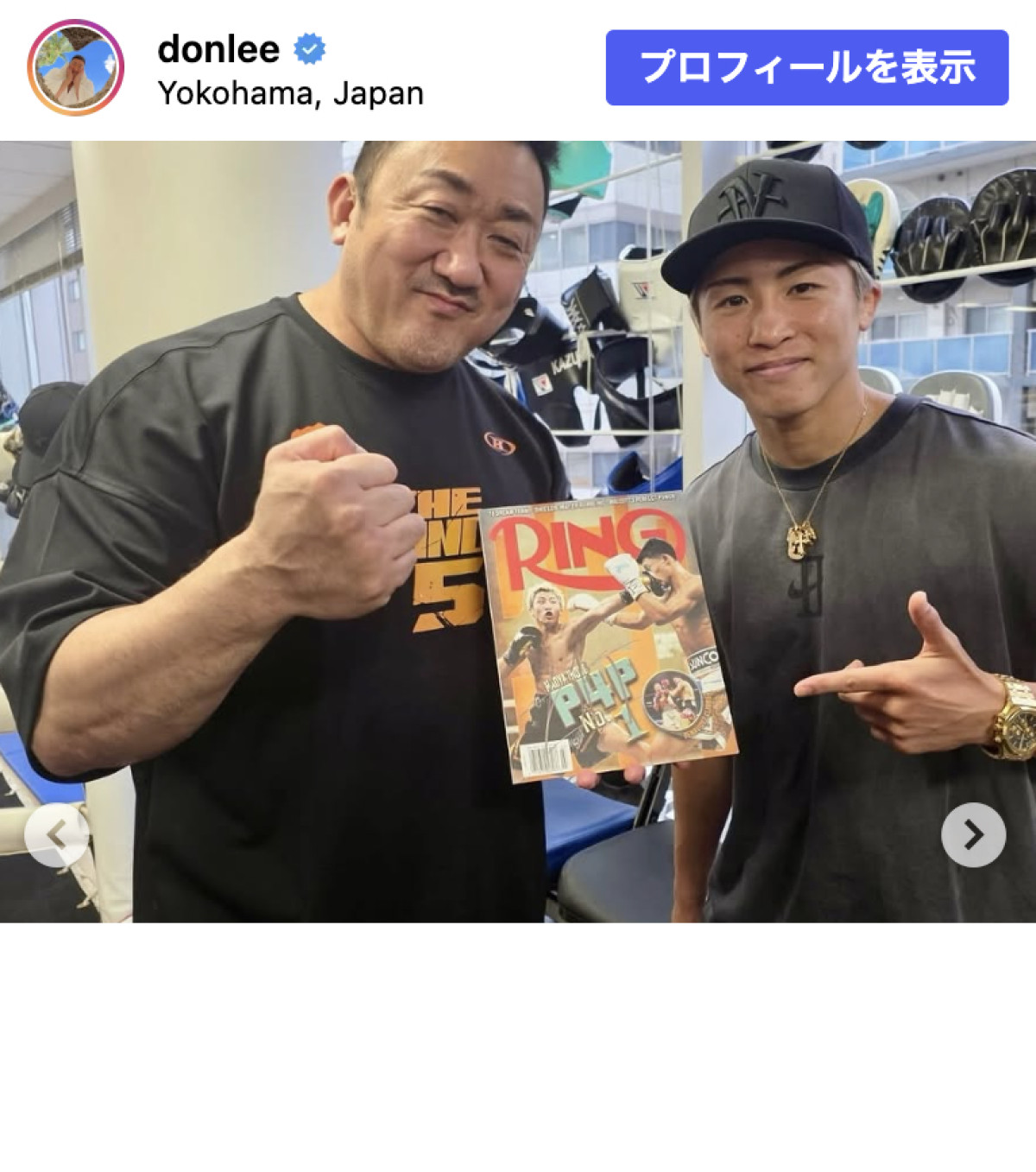 マ・ドンソクのインスタに突然井上尚弥登場　モンスターとの競演にファン歓喜