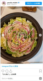 安田美沙子、ミルフィーユ鍋など豪華な食事を披露　※「安田美沙子」インスタグラム