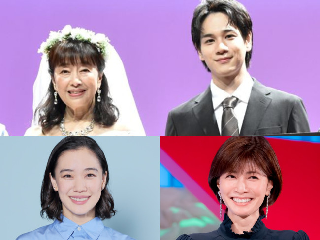 2026年夏ドラマを彩るキャストの面々（左上から時計回りでかたせ梨乃、豆原一成、内田有紀、蒼井優）