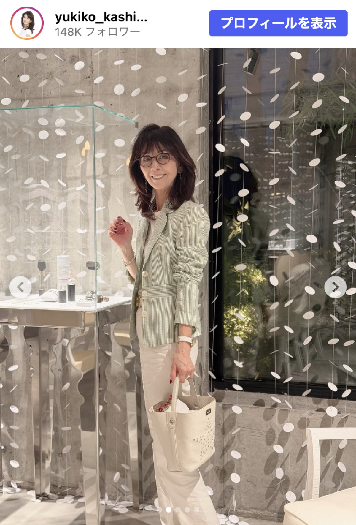 柏木由紀子78歳、20年前のジャケットで爽やかコーデ　夫・坂本九さんとの思い出の品も