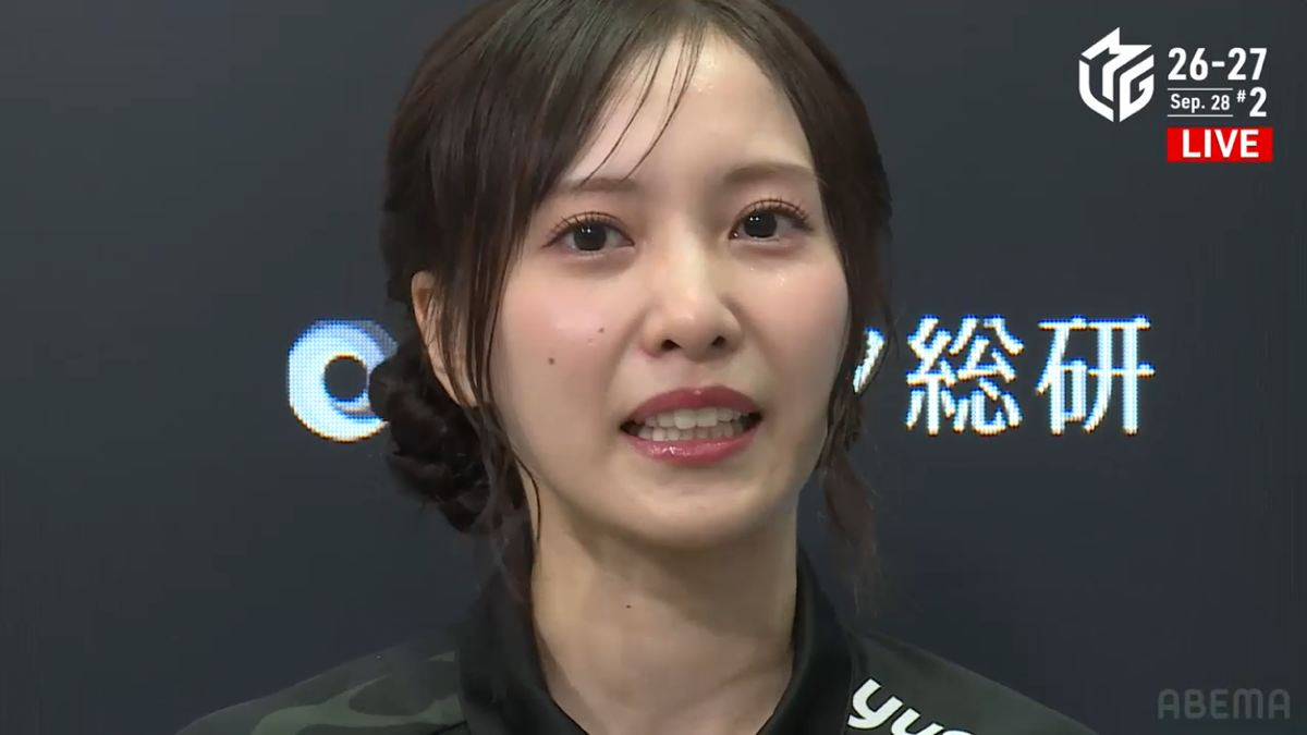 佐野ひなこMリーグ初勝利！　5万点台トップ　インタビューでは涙