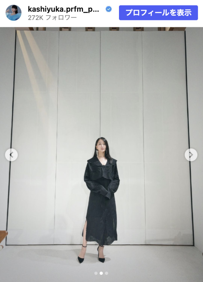 かしゆか、シックな黒ドレス姿を披露　※「かしゆか」Instagram