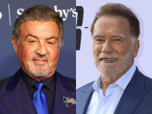（左から）シルヴェスター・スタローン、アーノルド・シュワルツェネッガー
