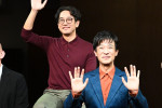 PARCO PRODUCE 2026『スリーゴースト』初日前会見に登壇した（左から）迫田孝也、堺雅人