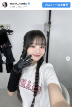 BLACKPINK×読売ジャイアンツのコラボアイテムでメインビジュアルを務めていた本田真凜　※「本田真凜」インスタグラム