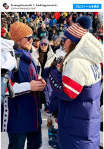 試合後、恋人から公開プロポーズを受けたブリージー・ジョンソ選手　※「ブリージー・ジョンソン」Instagram