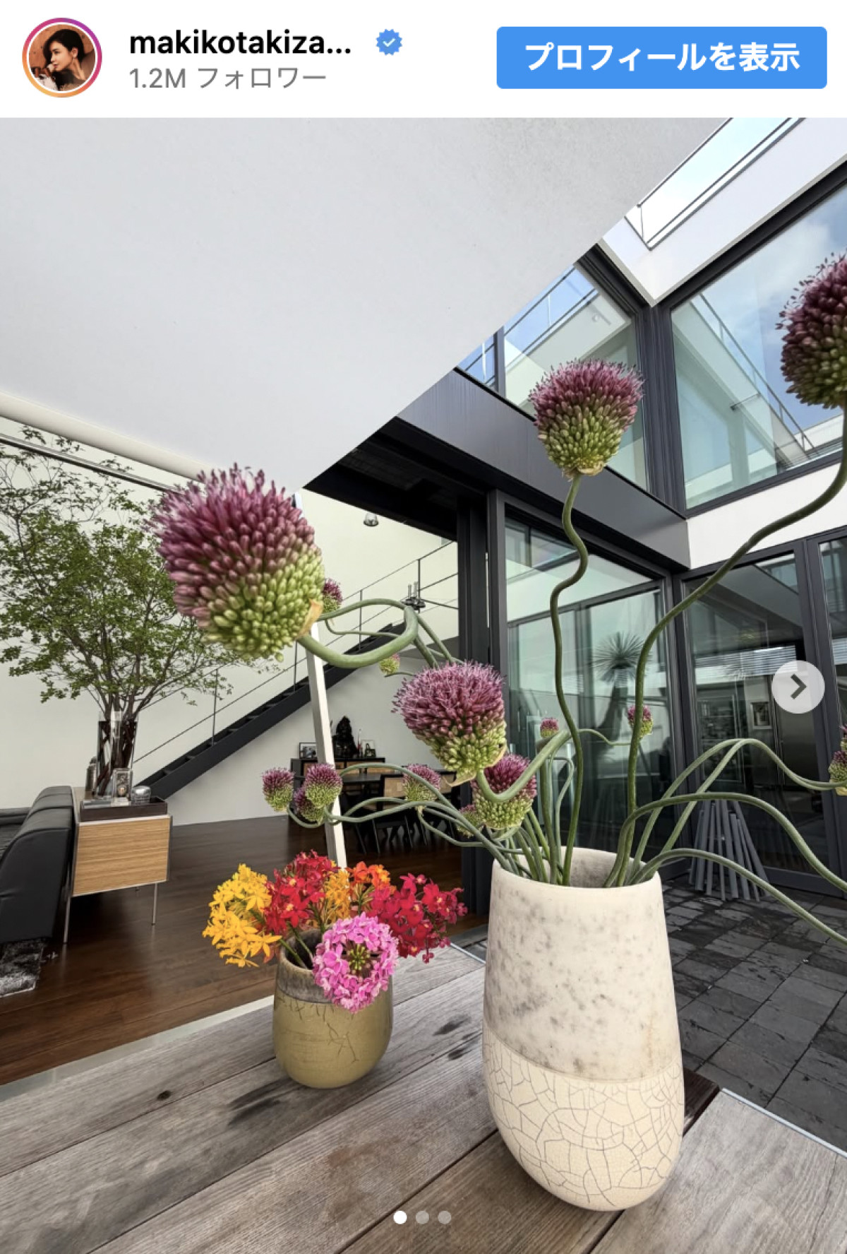 滝沢眞規子47歳、“豪邸と話題”自宅の植物を披露「優雅だなぁ」「センスよすぎ」　3児の母