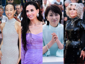 ＜第79回カンヌ国際映画祭＞（左から）石橋静河、デミ・ムーア、松たか子、ジェーン・フォンダ