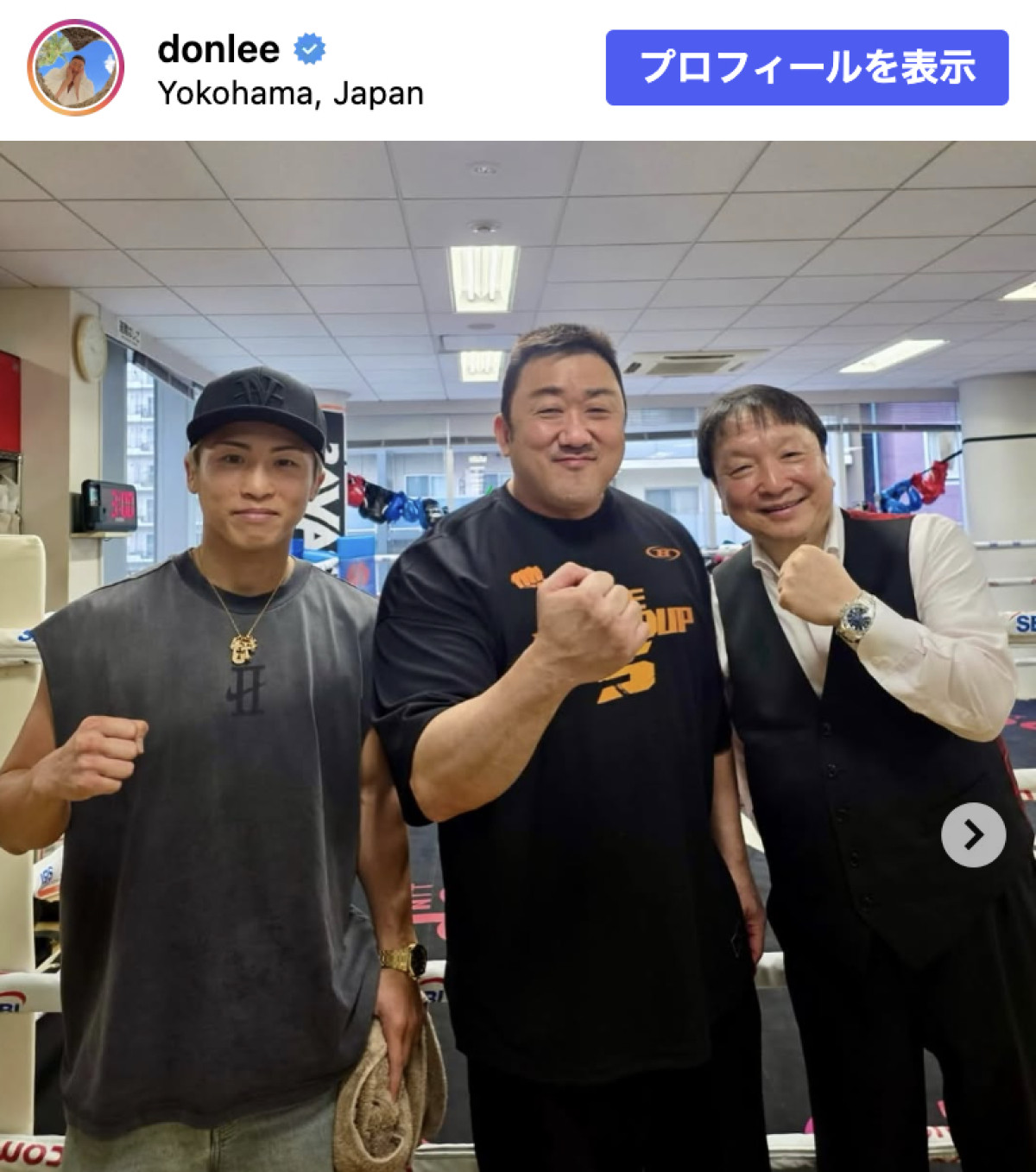 マ・ドンソクのインスタに突然井上尚弥登場　モンスターとの競演にファン歓喜