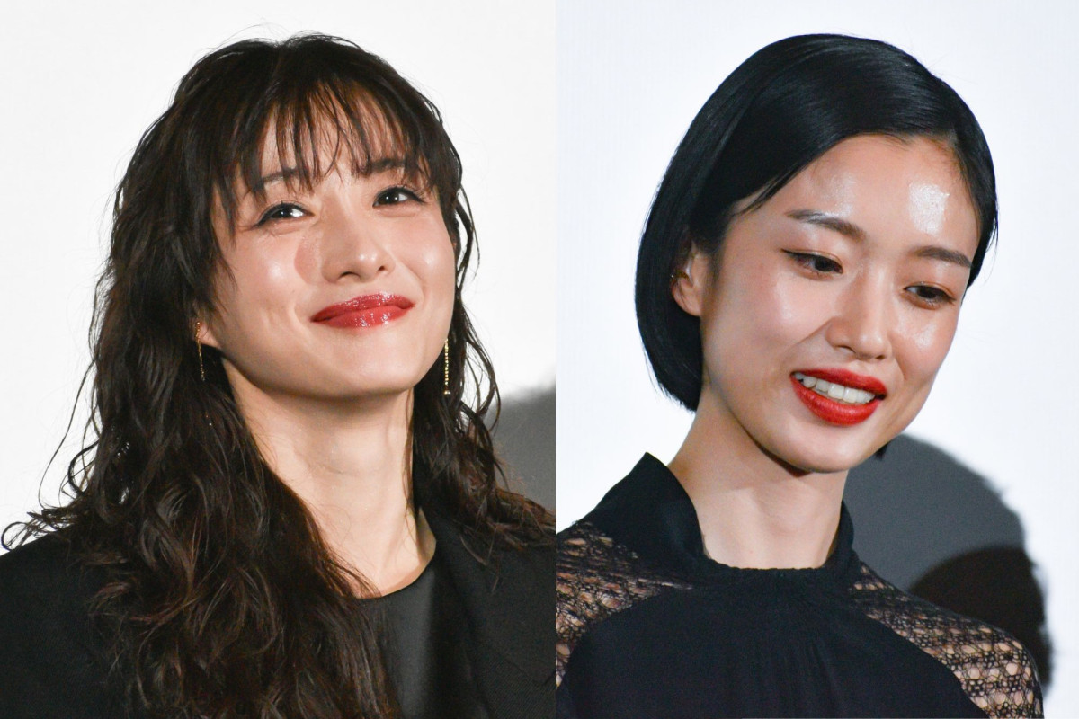 ドラマ『ポリティカルパン』舞台挨拶に出席した（左から）石原さとみ、河合優実