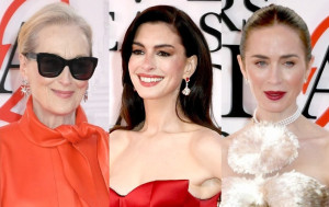 『プラダを着た悪魔２』に出演する（左から）メリル・ストリープ、アン・ハサウェイ、エミリー・ブラント