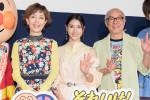 映画『それいけ！アンパンマン　パンタンと約束の星』完成披露上映会に出席した（左から）戸田恵子、土屋太鳳、中尾隆聖