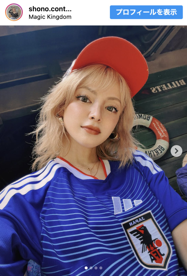 SHONO、日本代表ユニフォーム姿でウォルト・ディズニー・ワールド・リゾートを満喫　※「SHONO」Instagram