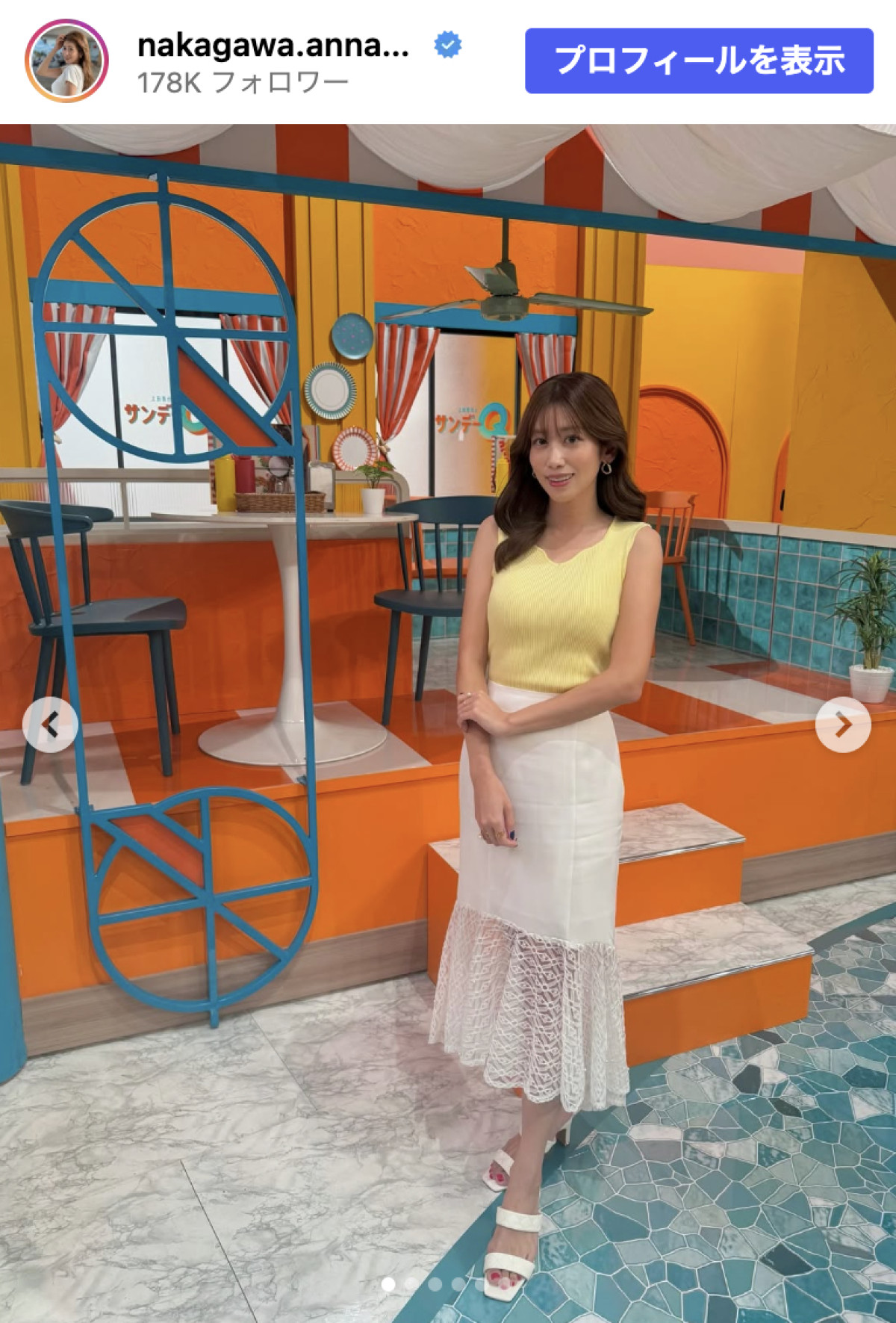 元NHK・中川安奈アナ、ノースリーブニットで色気抜群「清楚な女の子」「あまりにも美しすぎます」