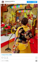 昨年フリーになった中川安奈アナは黄色地の豪華着物姿を披露　※「中川安奈」インスタグラム