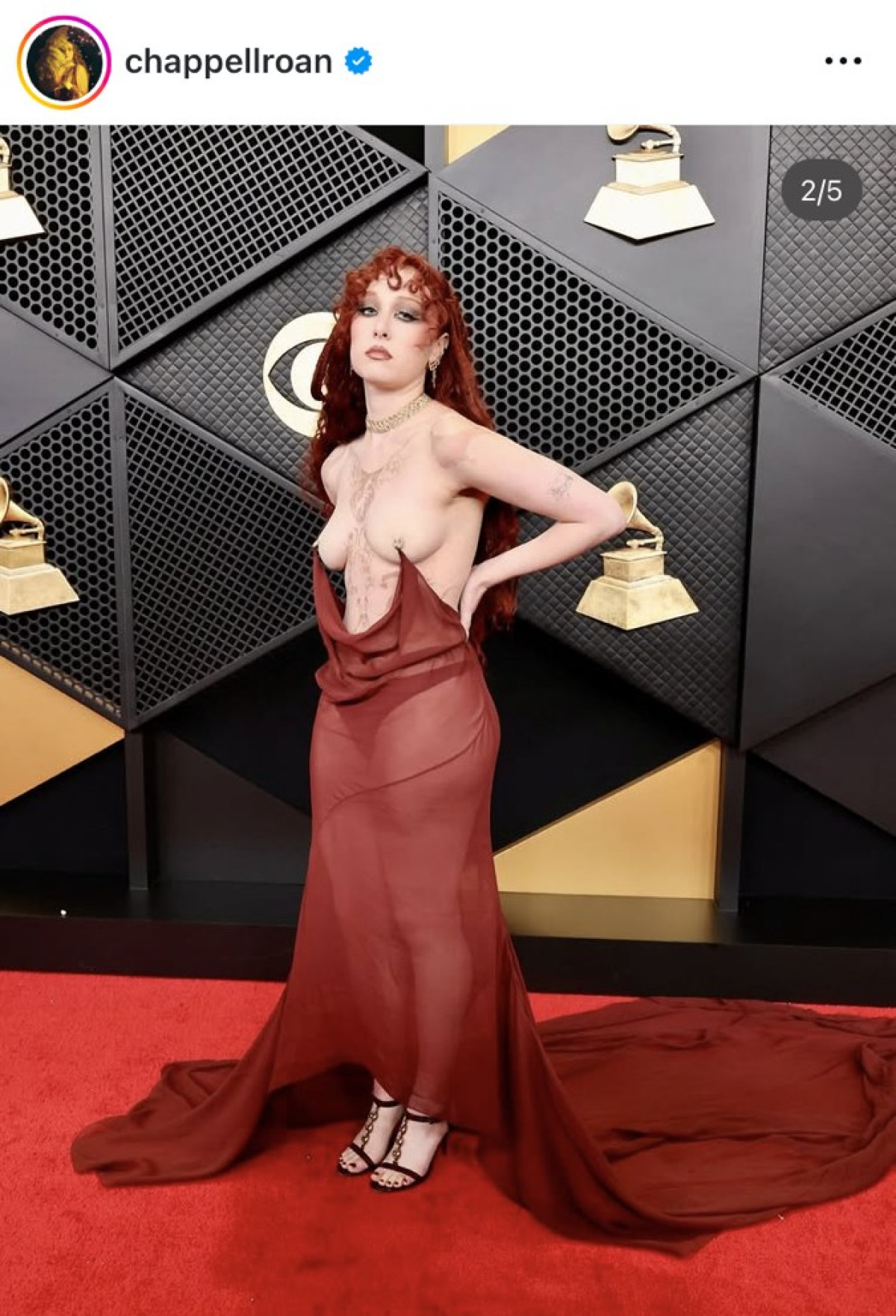 チャペル・ローン、グラミー賞で波紋を呼んだ衝撃ドレスにコメント　世間の反応に「笑える」