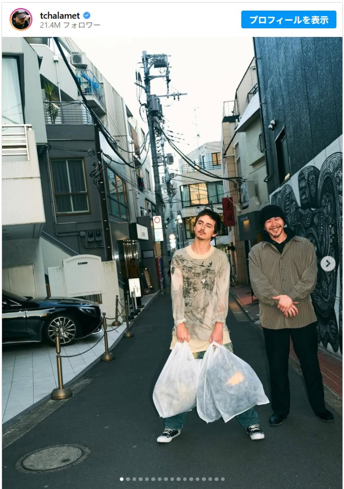 ティモシー・シャラメが来日！　オフショット披露　※「ティモシー・シャラメ」Instagram