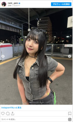 椚マイカ、パッツパツのデニムコーデ　※「椚マイカ」Instagram