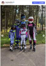 ルイス・ハミルトン＆キム・カーダシアンと子どもたち　※「ルイス・ハミルトン」Instagram