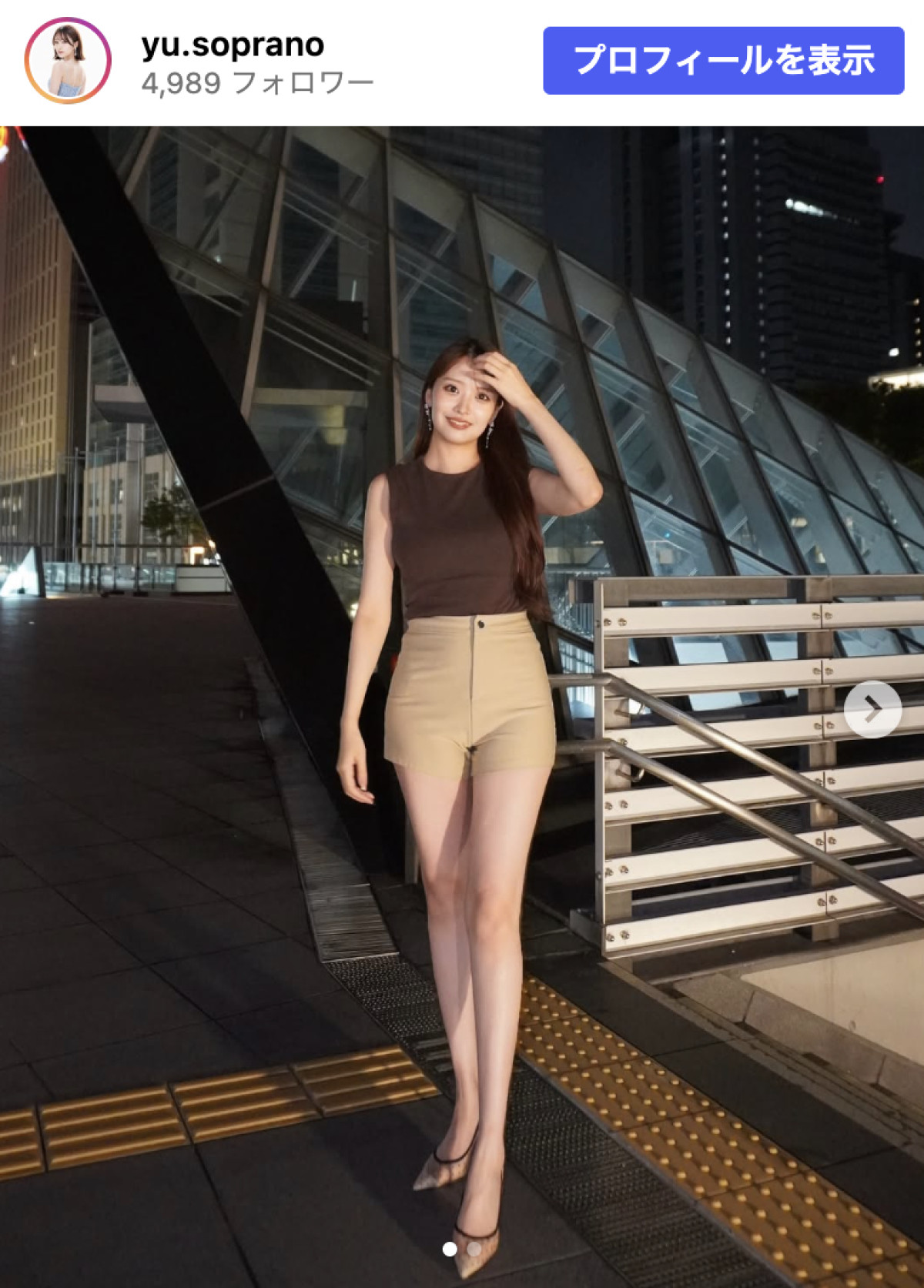小鳥遊ゆう、美脚映えるショーパンコーデ披露　※「小鳥遊ゆう」Instagram