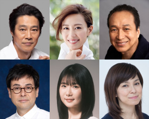 舞台『立板に水なす』に出演する（上段左から）堤真一、木村佳乃、小日向文世、（下段左から）鈴木浩介、小野花梨、高田聖子