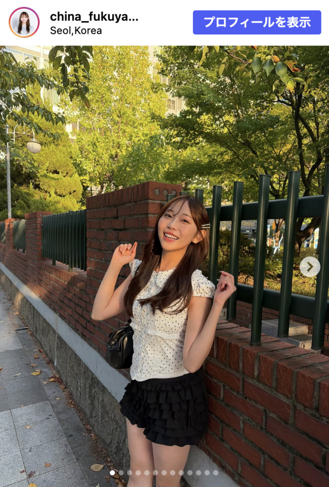 福山千奈、美脚全開のオフショット披露　※「福山千奈」Instagram