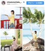 サイパンでカレンダーとフォトブックの撮影を行った森高千里　※「森高千里」インスタグラム