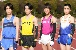 ドラマ『俺たちの箱根駅伝』に出演する（左から）杢代和人、林裕太、堀家一希、大原由暉