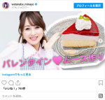渡辺美奈代は、3層が重なったバレンタインケーキのレシピを大公開！　※「渡辺美奈代」Instagram