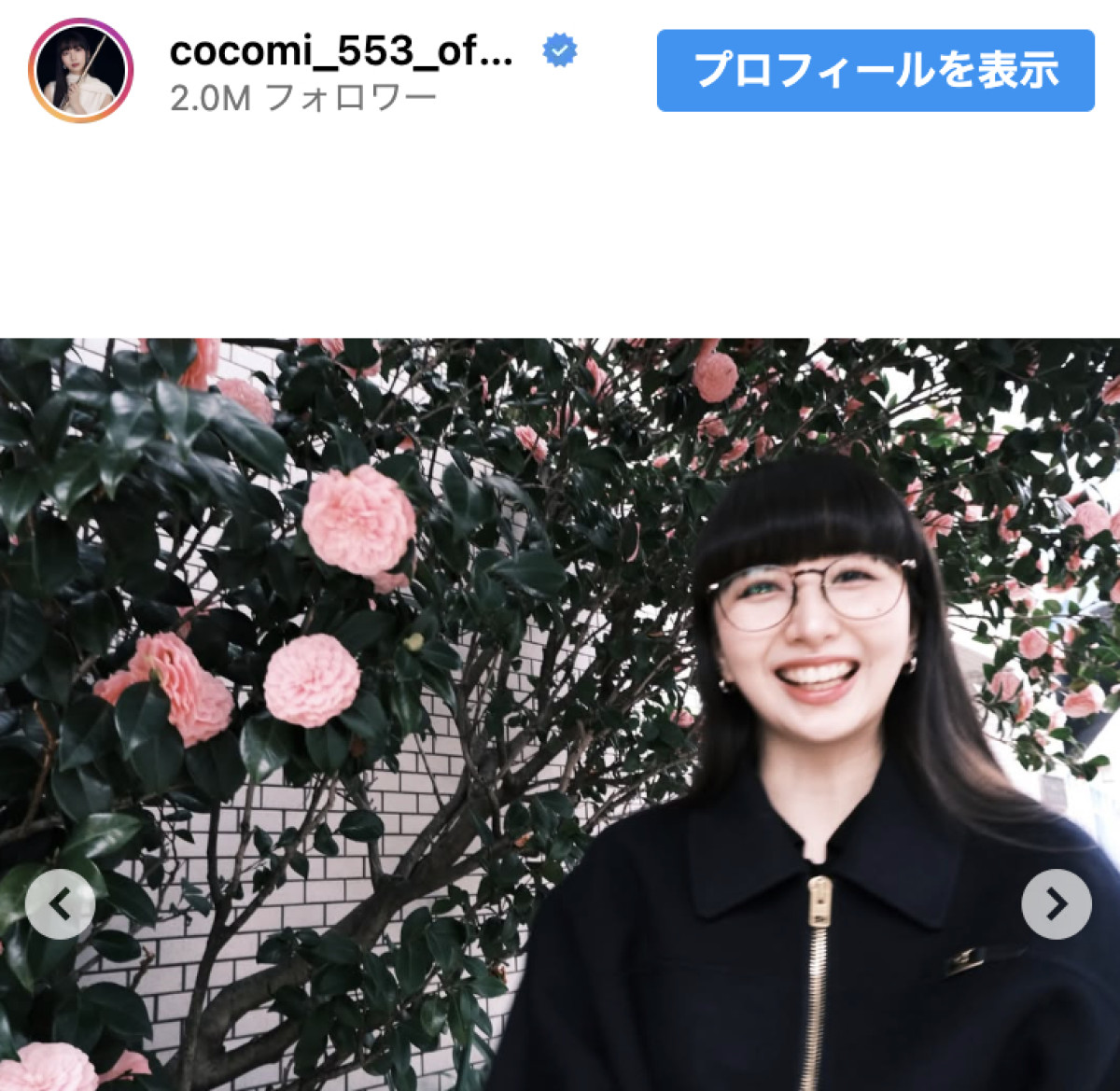 Cocomi、ブラックコーデのお花見ショットが美しすぎ