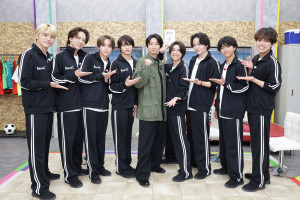  5月29日放送の『タイムレスマン』より（左から）篠塚大輝、寺西拓人、橋本将生、猪俣周杜、相葉雅紀、松島聡、菊池風磨、佐藤勝利、原嘉孝